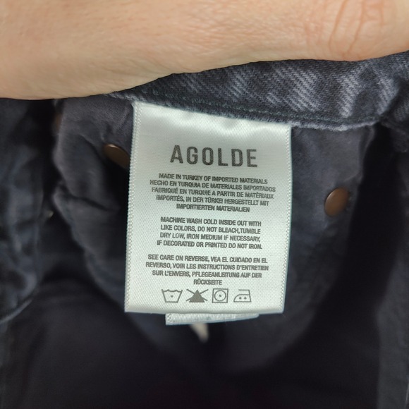 Agolde 90s Short Womens 27 Faded Black Mid Rise Loose Fit Cut Offs Raw Hem - Picture 10 of 12